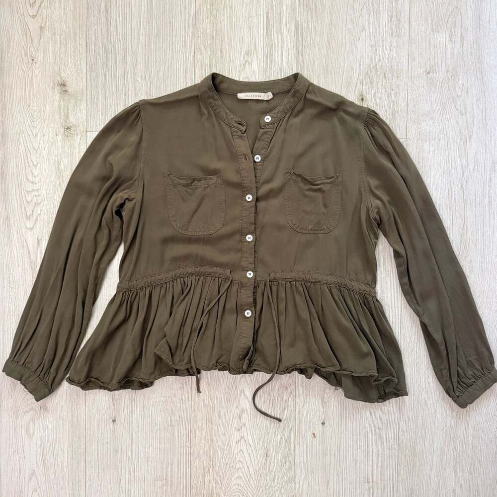 Ellison Peplum Olive Green Blouse